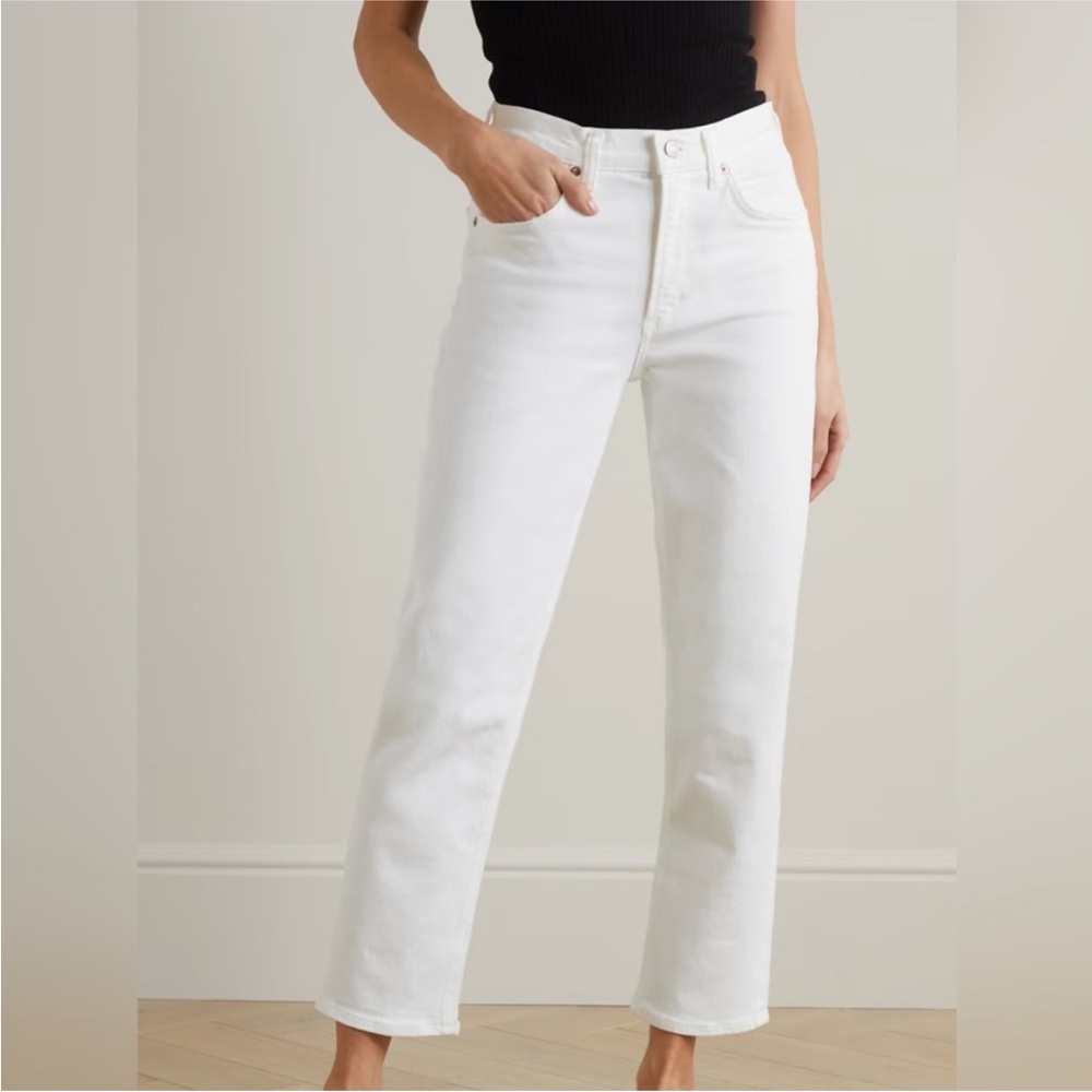 Agolde Kye Mid-rise Crop Denim 5 Pocket Zip Fly Stretch White Women’s Size 31